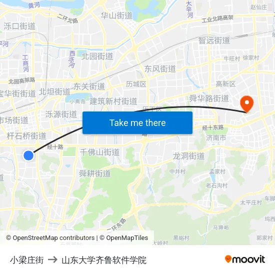 小梁庄街 to 山东大学齐鲁软件学院 map