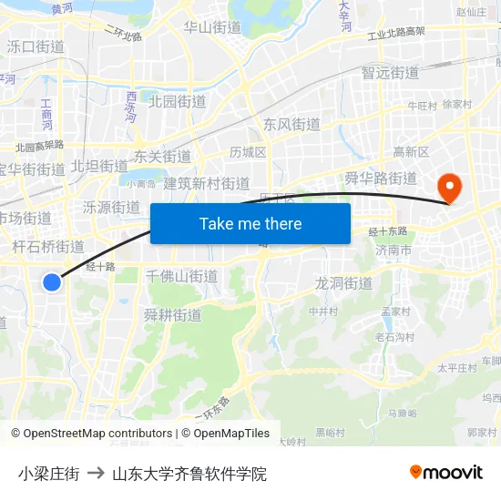小梁庄街 to 山东大学齐鲁软件学院 map