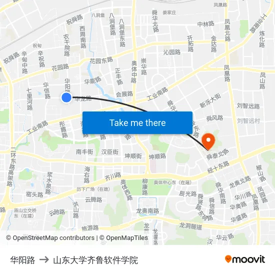 华阳路 to 山东大学齐鲁软件学院 map