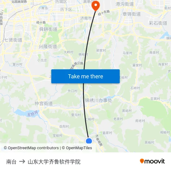 南台 to 山东大学齐鲁软件学院 map