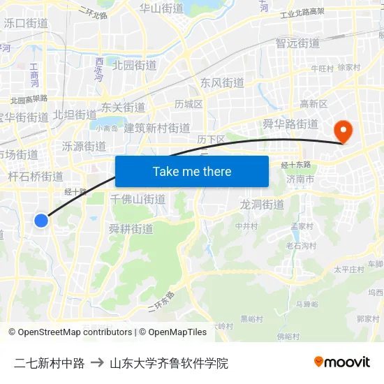 二七新村中路 to 山东大学齐鲁软件学院 map