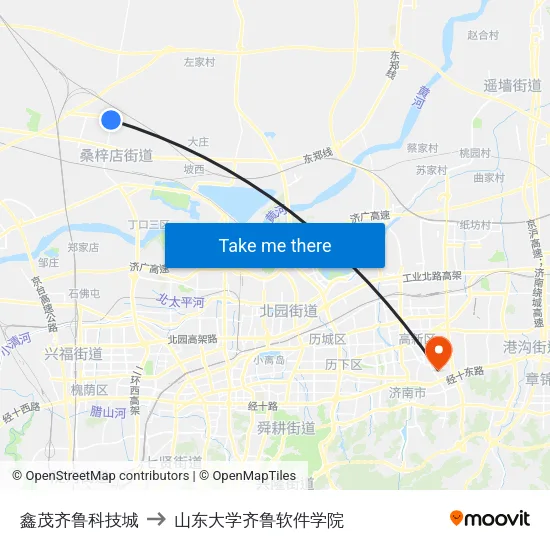 鑫茂齐鲁科技城 to 山东大学齐鲁软件学院 map