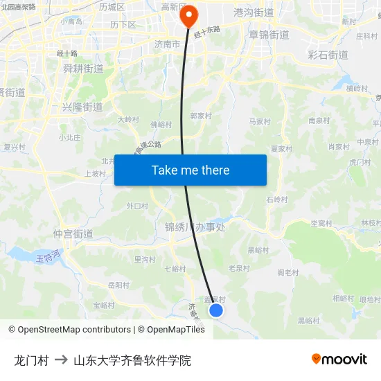 龙门村 to 山东大学齐鲁软件学院 map