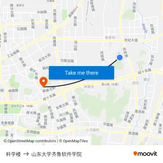 科学楼 to 山东大学齐鲁软件学院 map