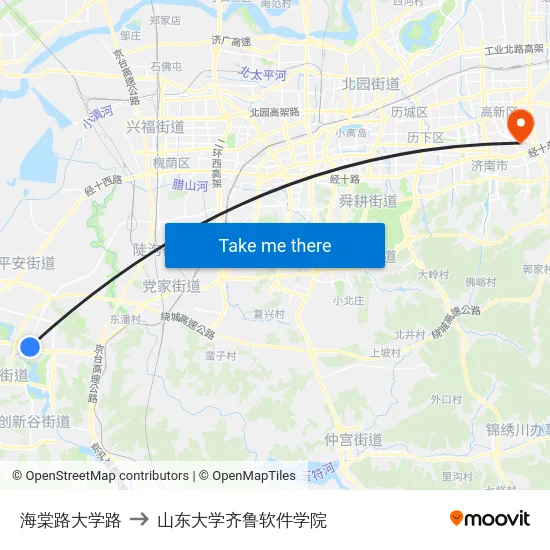 海棠路大学路 to 山东大学齐鲁软件学院 map
