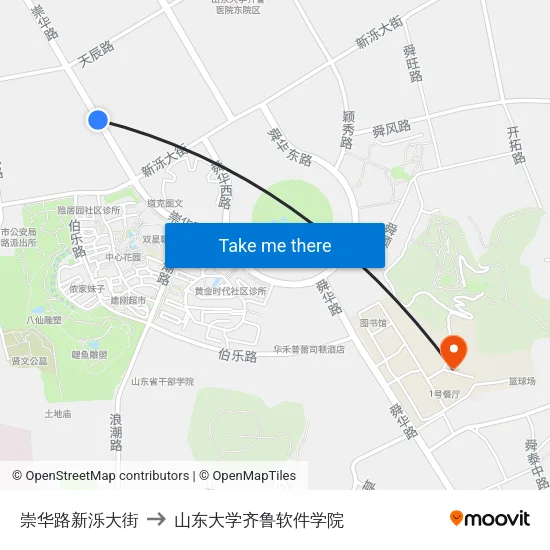 崇华路新泺大街 to 山东大学齐鲁软件学院 map