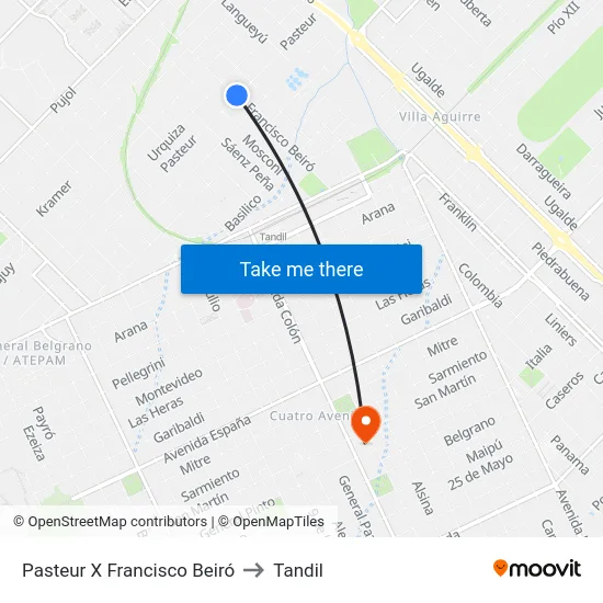 Pasteur X Francisco Beiró to Tandil map