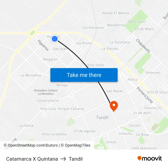 Catamarca X Quintana to Tandil map