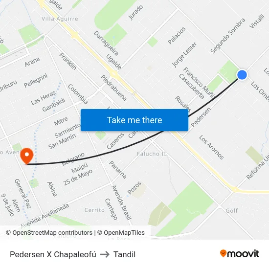 Pedersen X Chapaleofú to Tandil map