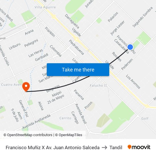 Francisco Muñiz X Av. Juan Antonio Salceda to Tandil map