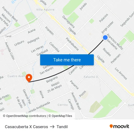 Casacuberta X Caseros to Tandil map