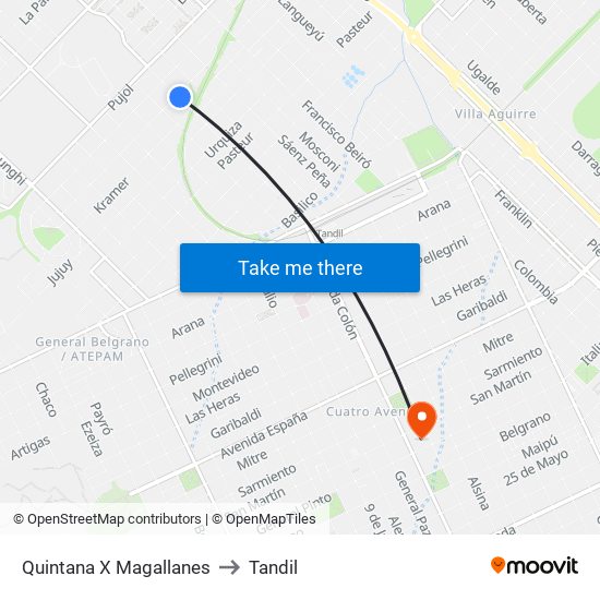 Quintana X Magallanes to Tandil map