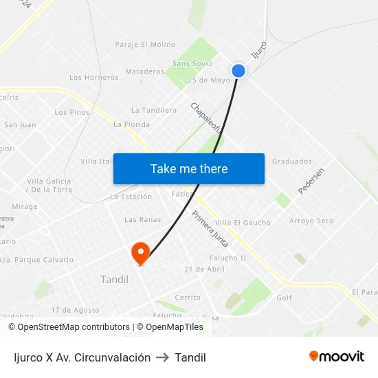 Ijurco X Av. Circunvalación to Tandil map