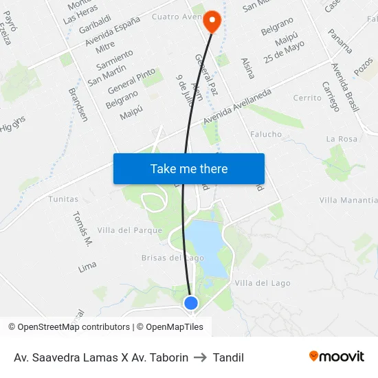 Av. Saavedra Lamas X Av. Taborin to Tandil map