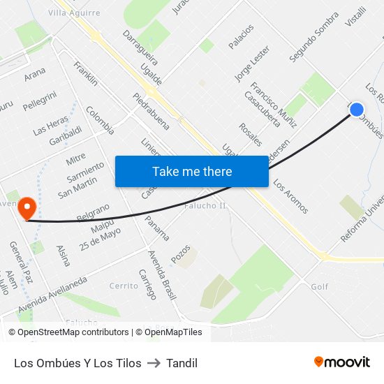 Los Ombúes Y Los Tilos to Tandil map