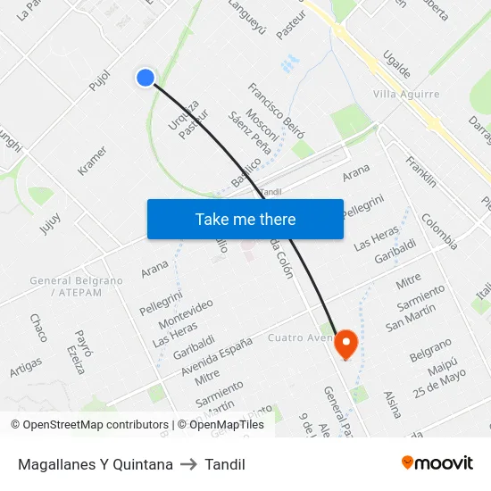 Magallanes Y Quintana to Tandil map