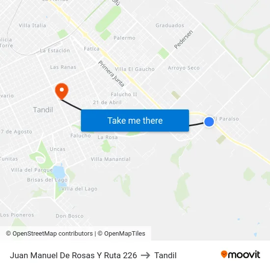 Juan Manuel De Rosas Y Ruta 226 to Tandil map