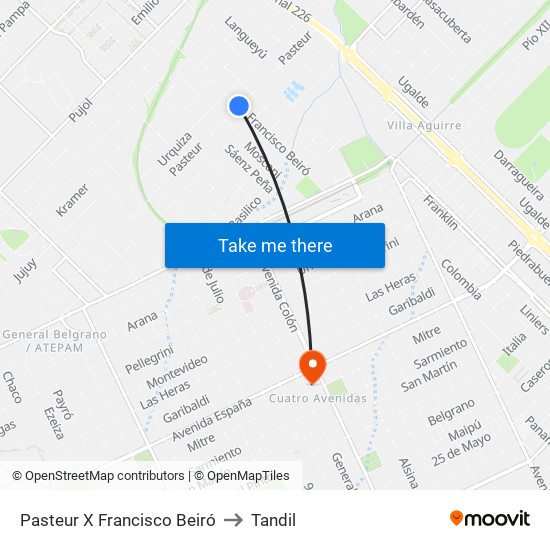 Pasteur X Francisco Beiró to Tandil map