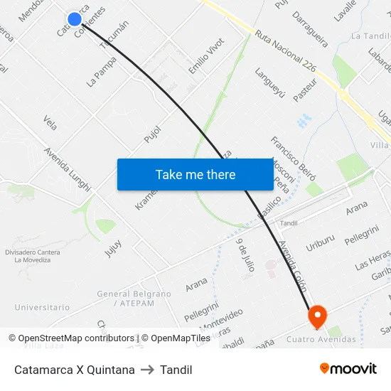 Catamarca X Quintana to Tandil map
