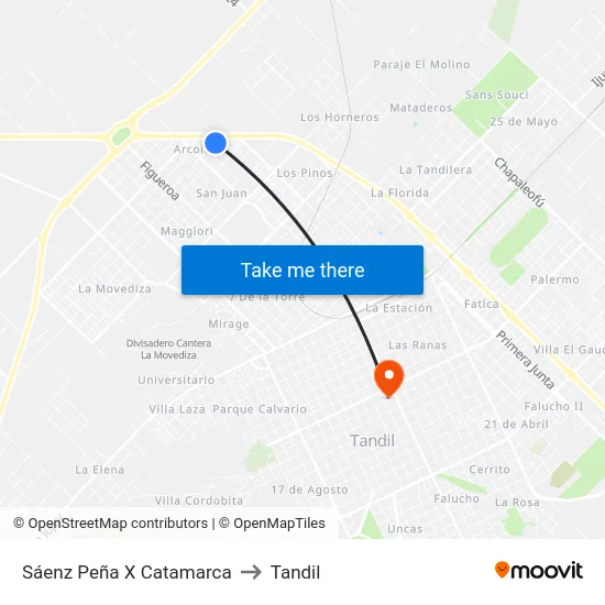 Sáenz Peña X Catamarca to Tandil map