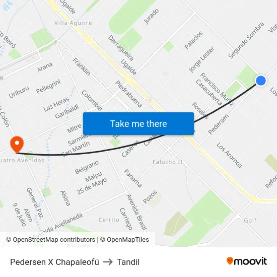 Pedersen X Chapaleofú to Tandil map