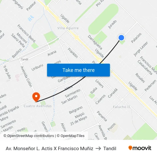 Av. Monseñor L. Actis X Francisco Muñiz to Tandil map
