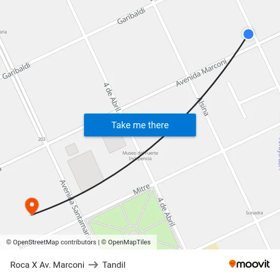 Roca X Av. Marconi to Tandil map