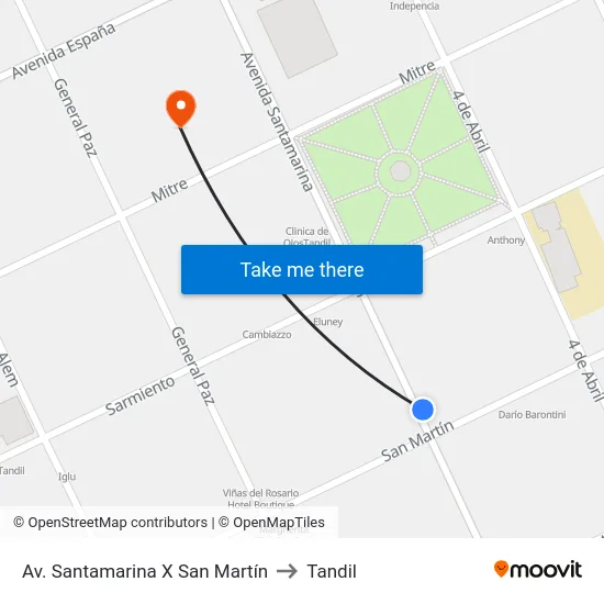Av. Santamarina X San Martín to Tandil map