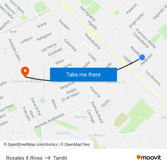 Rosales X Rivas to Tandil map