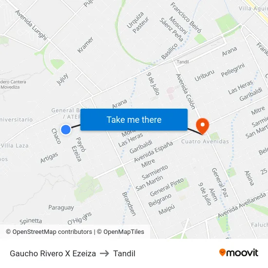 Gaucho Rivero X Ezeiza to Tandil map