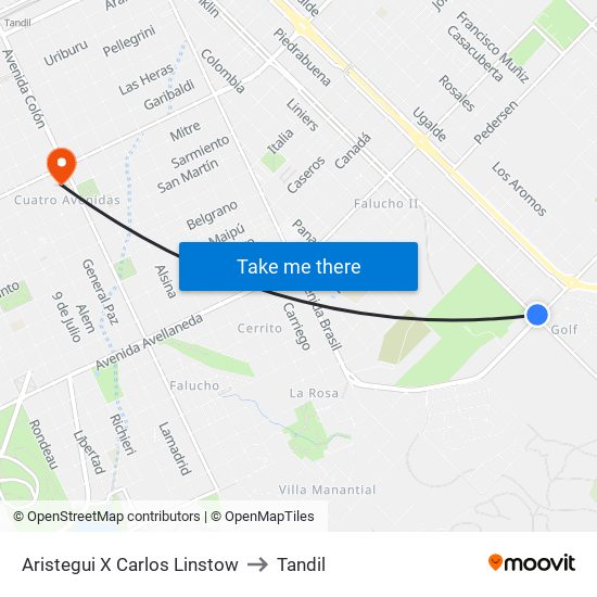 Aristegui X Carlos Linstow to Tandil map