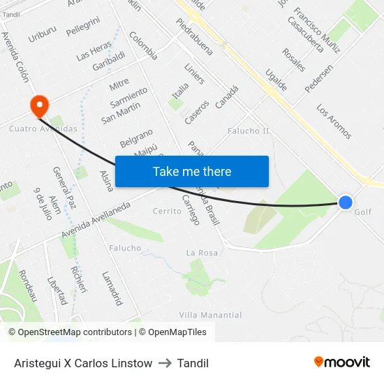 Aristegui X Carlos Linstow to Tandil map