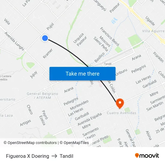 Figueroa X Doering to Tandil map