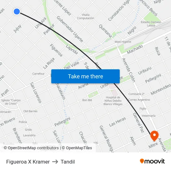 Figueroa X Kramer to Tandil map