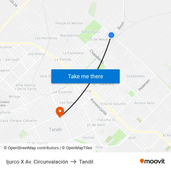 Ijurco X Av. Circunvalación to Tandil map
