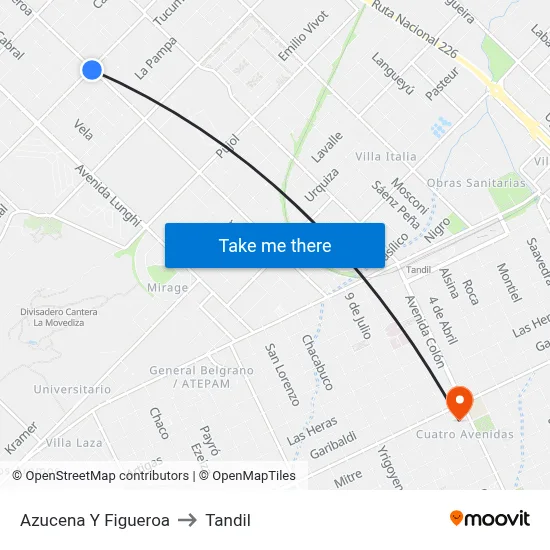 Azucena Y Figueroa to Tandil map