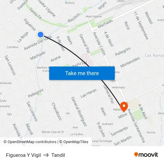 Figueroa Y Vigil to Tandil map