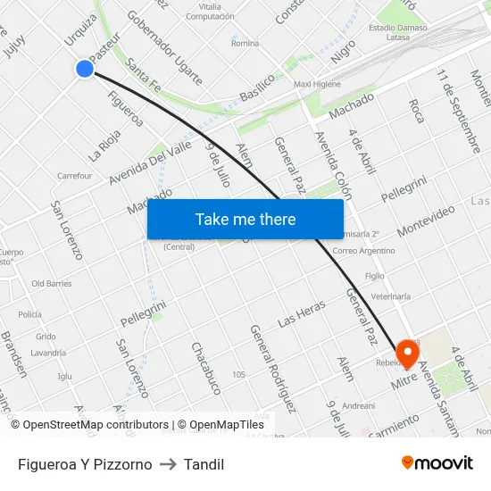 Figueroa Y Pizzorno to Tandil map