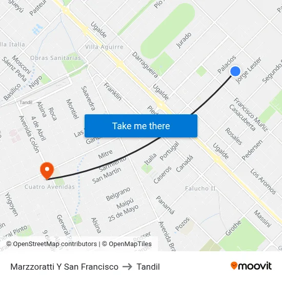 Marzzoratti Y San Francisco to Tandil map