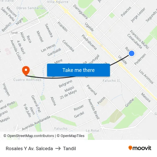 Rosales Y Av. Salceda to Tandil map
