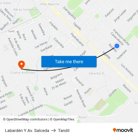 Labardén Y Av. Salceda to Tandil map