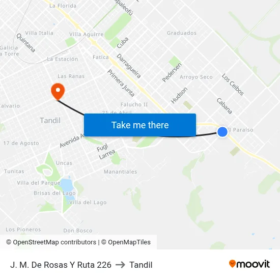 J. M. De Rosas Y Ruta 226 to Tandil map
