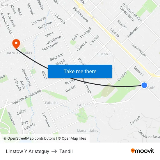 Linstow Y Aristeguy to Tandil map
