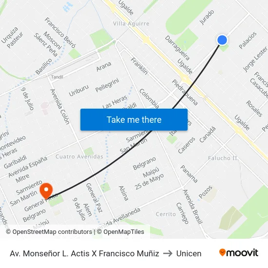 Av. Monseñor L. Actis X Francisco Muñiz to Unicen map