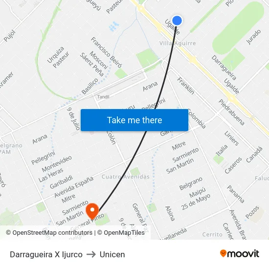 Darragueira X Ijurco to Unicen map