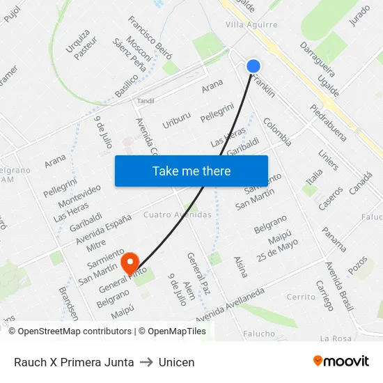 Rauch X Primera Junta to Unicen map