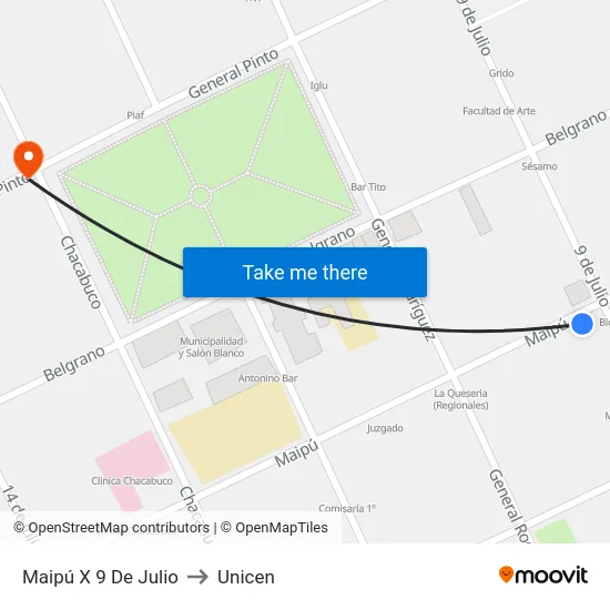 Maipú X 9 De Julio to Unicen map