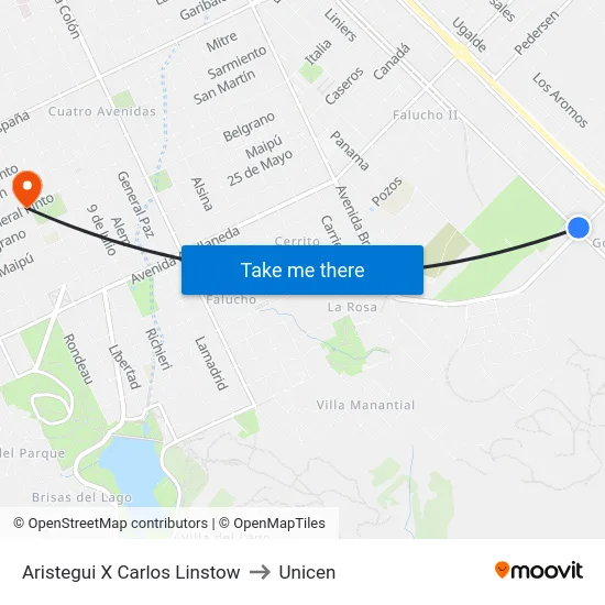 Aristegui X Carlos Linstow to Unicen map