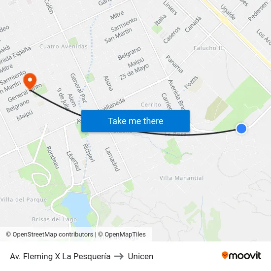 Av. Fleming X La Pesquería to Unicen map
