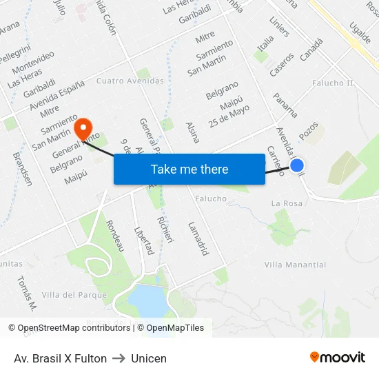 Av. Brasil X Fulton to Unicen map